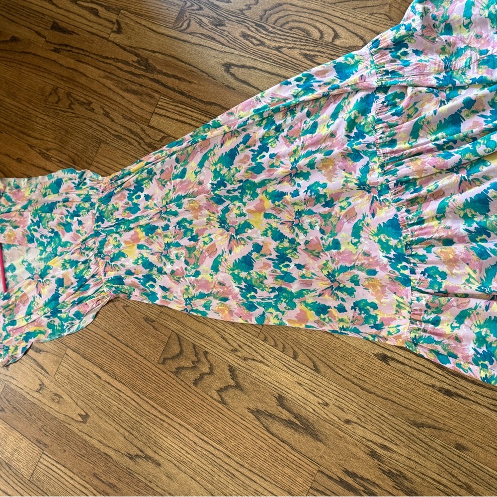 SUNCOO Floral Dress with Pink and Green Accents